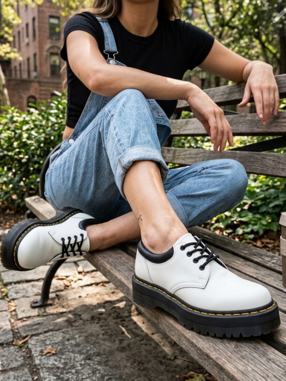 New Dr. Martens 8053 Quad Leather Platform Oxford Casual Shoes Women's Size 8